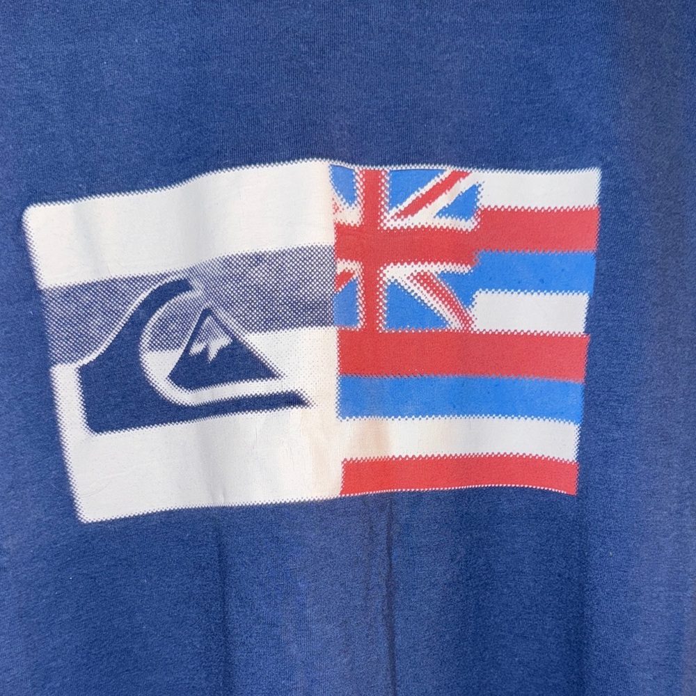Quiksilver Navy Tee with Hawaii Flag Graphic